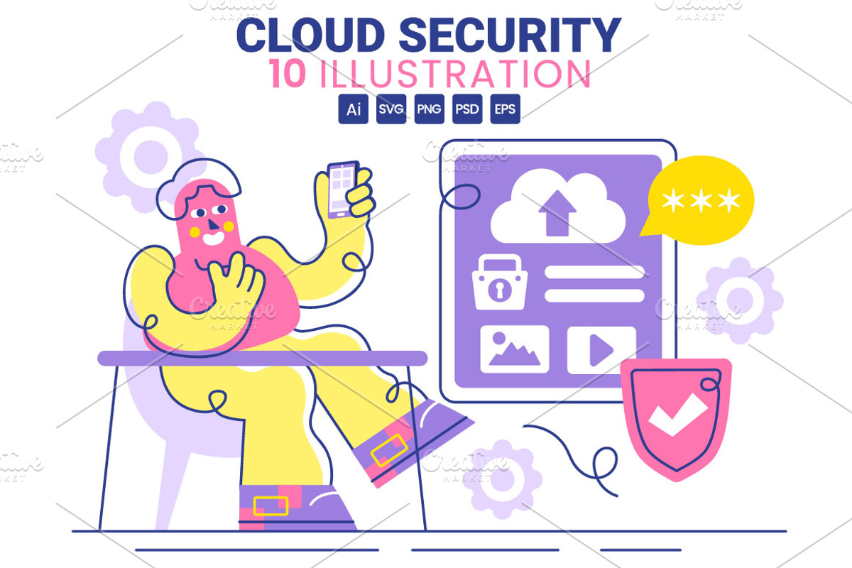 10 Cloud Security Illustration, a Technology Illustration by denayunebgt (Photo 1 of 4)