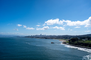 San Francisco skyline and bay view from Golden Gate Bridge, an Architecture Photo by GoodGoods