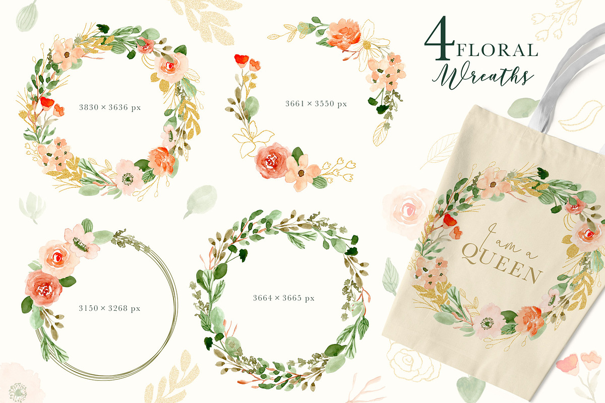 Classy Florals - Watercolor Clipart, a Decorative Illustration by wulano (Photo 3 of 6)