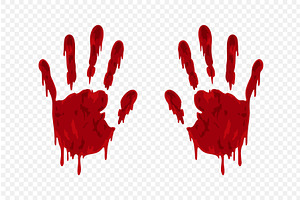 Bloody handprints on transparent, an Object Illustration by GraphiShop