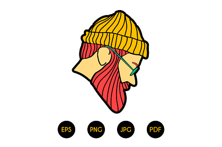Hipster Face Print illustration.