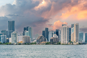 Miami Downtown skyline at sunset