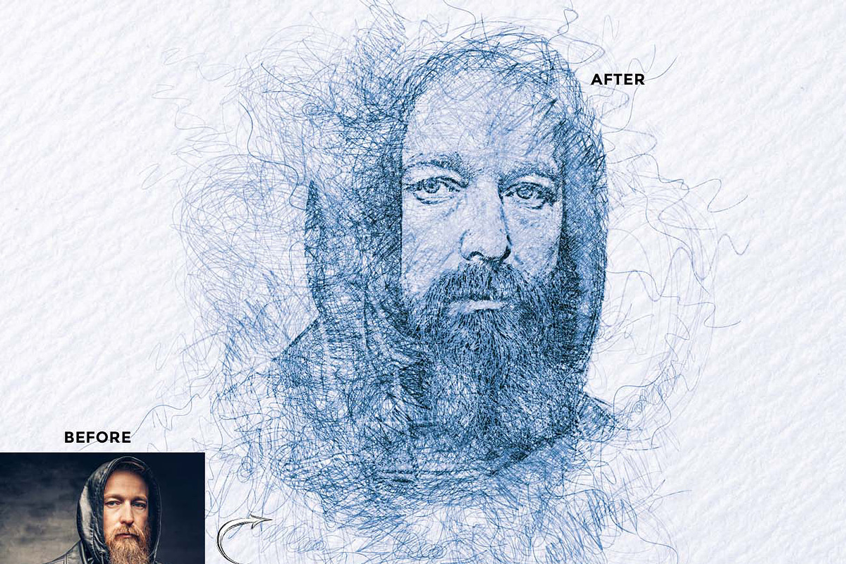 Expressive Scribble Sketch FX, an Action Add-On by Studio Retouch (Photo 5 of 14)
