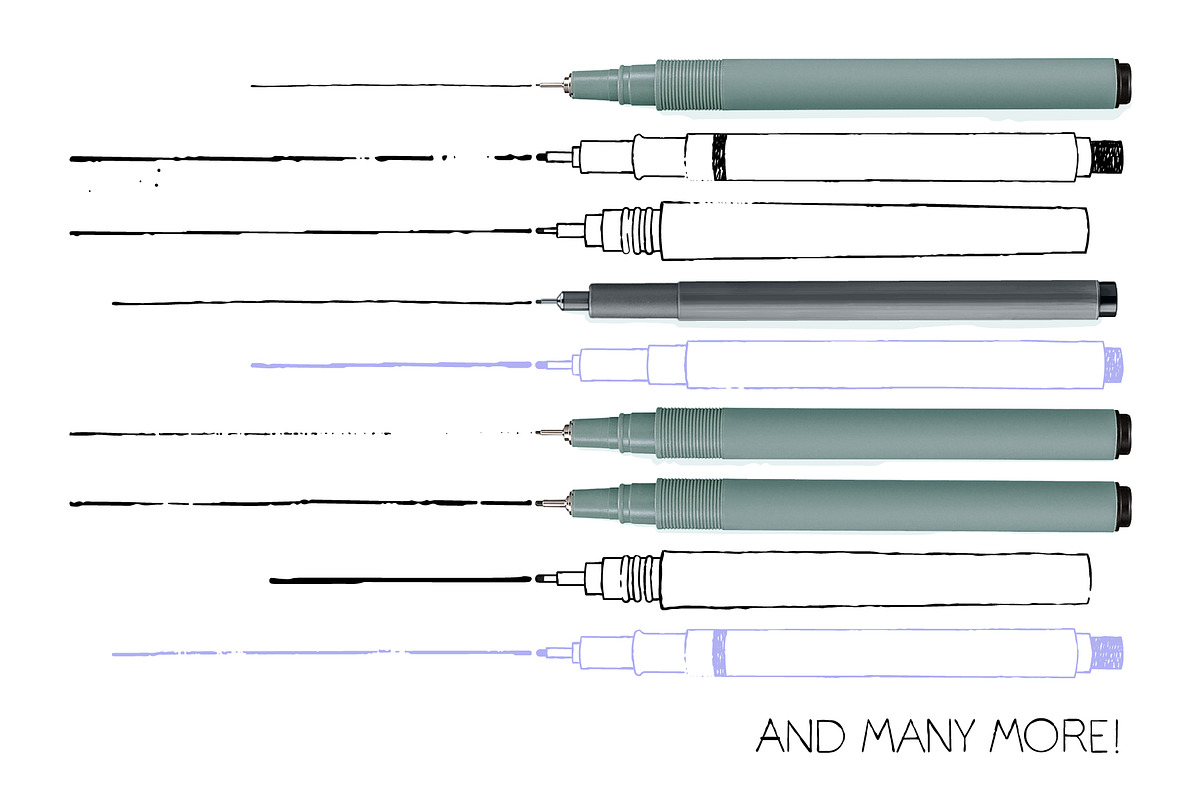 Technical Pen Brushes BUNDLE!, a Brush Add-On by Side Project (Photo 4 of 9)