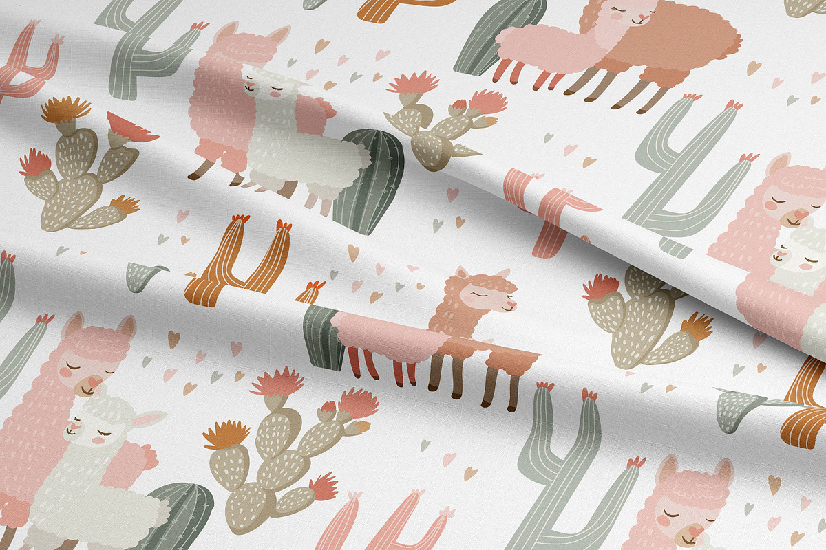 Llama Land Kids Pattern, a Pattern Graphic by PROTEA Watercolor Studio (Photo 5 of 6)