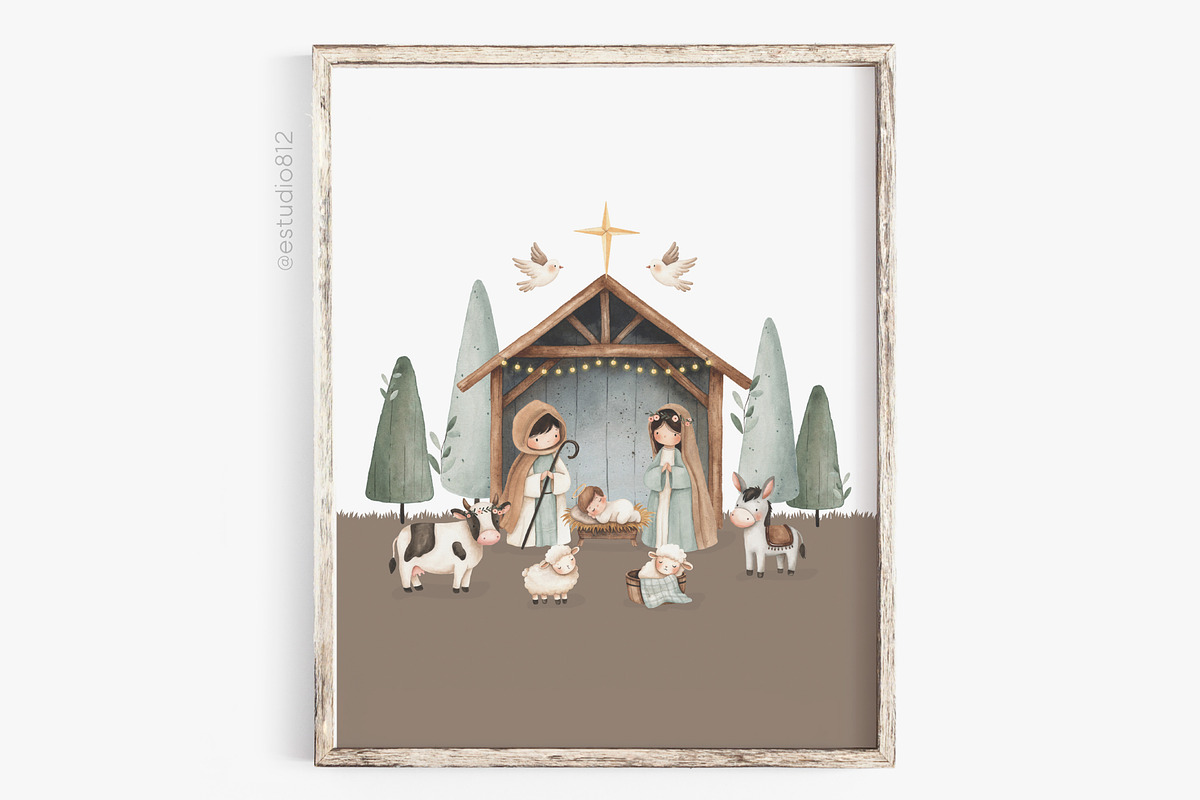 Watercolor Nativity Scene, a Decorative Illustration by Estudio 812 (Photo 4 of 10)