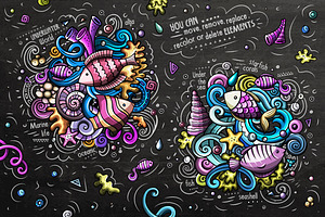 Sea Life Cartoon Doodle Big Pack