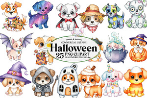 Cute Halloween Puppy Sublimation png, an Illustration by Watercolor design