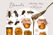 Honey Bee - Watercolor Breakfast, an Illustration by NNclipart (Thumbnail 3 of 8)