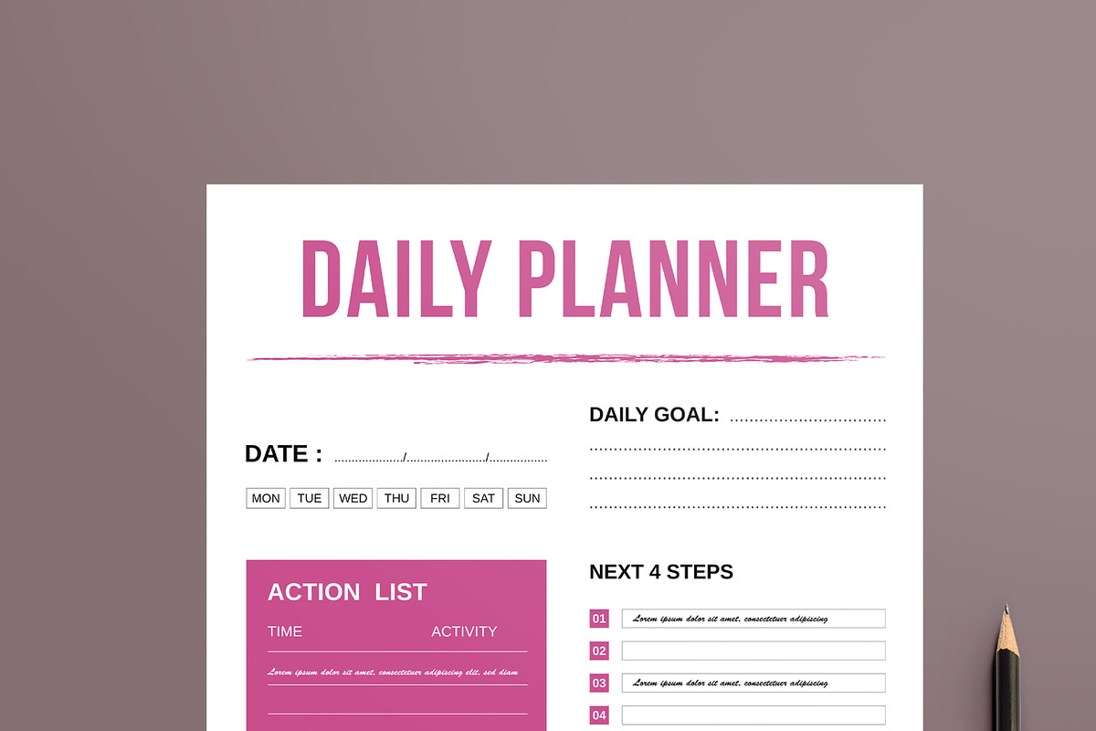 Daily Planner Layout, a Stationery Template by MightyDesign (Photo 2 of 8)