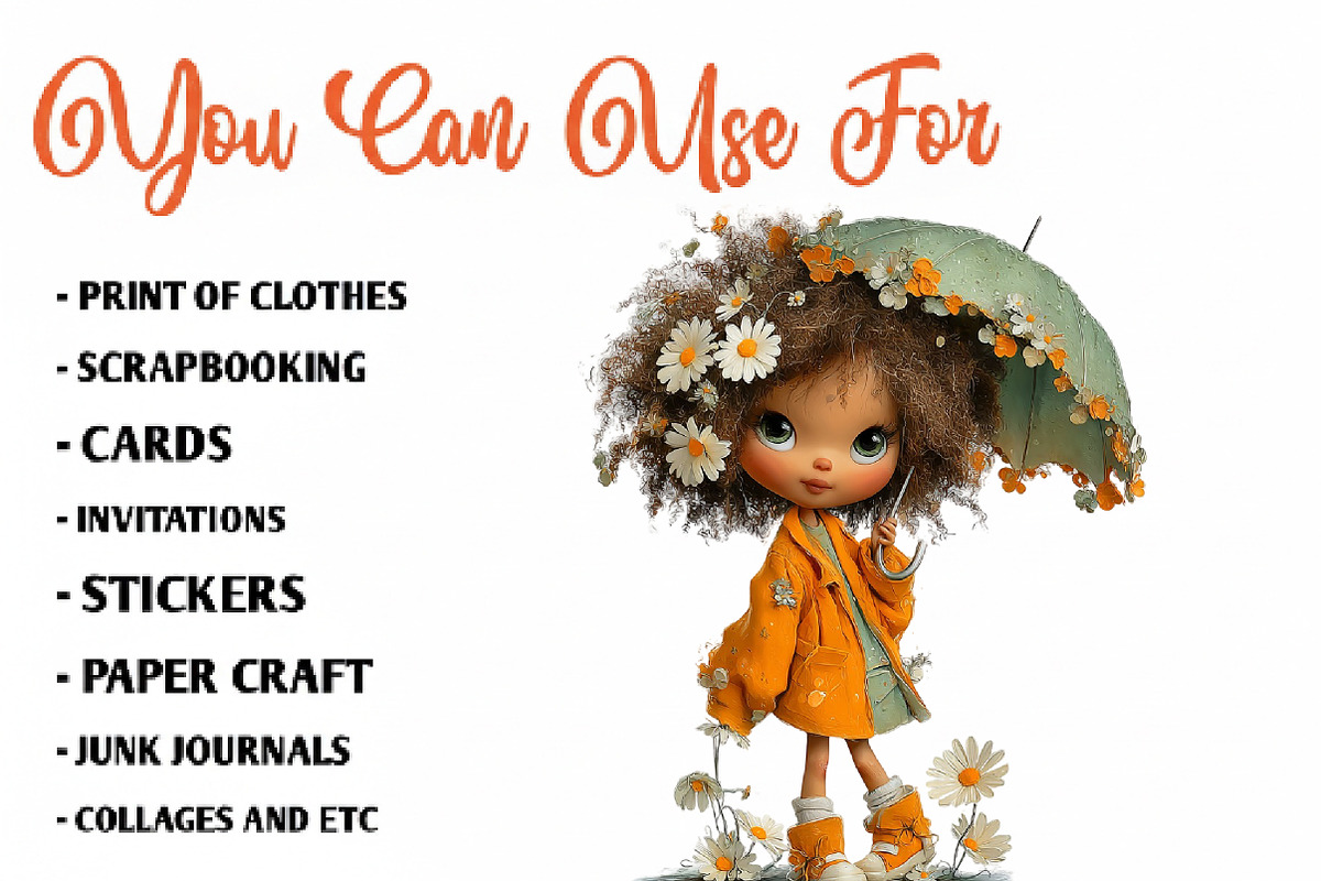 Whimsical Daisy Girls Clipart, a Seasonal Illustration by CreationArt (Photo 5 of 7)