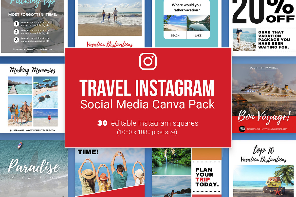 Travel Canva Instagram Pack, a Social Media Template by Mike Brennan Art & Design (Photo 1 of 3)