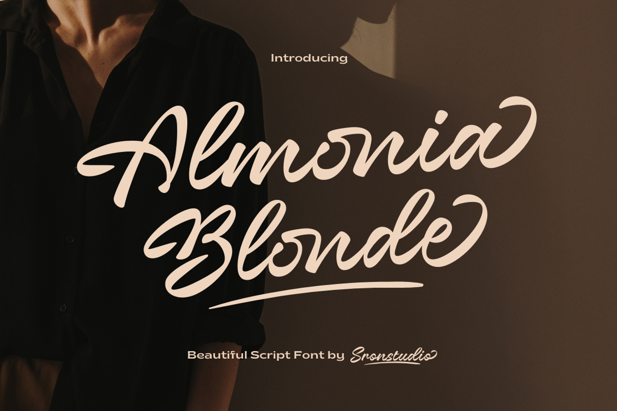 Almonia Blonde – Beautiful Script, a Script Font by Sronstudio (Photo 1 of 17)
