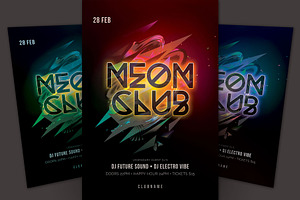 Neon Club Flyer, a Flyer Template by styleWish