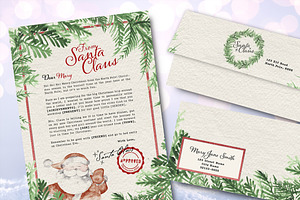 Watercolor Santa Kids Letter