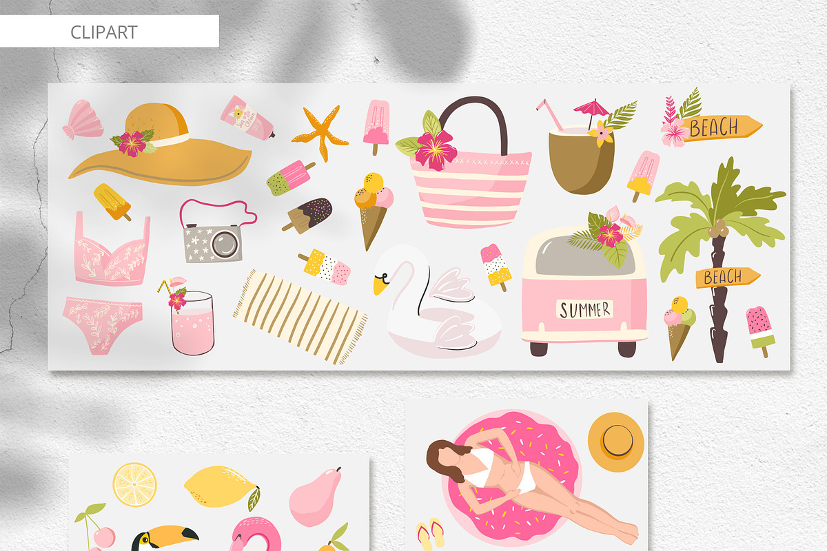 Summer Tropical clipart & patterns, an Illustration by Cozy pattern shop (Photo 2 of 6)