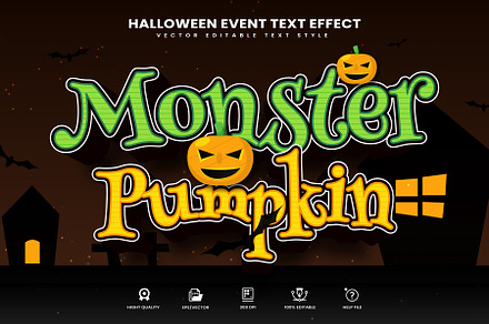Monster Pumpkin Vector Text Effect