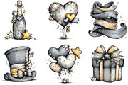 Whimsical Silver New Year Clipart, an Illustration by CraftArtStudio (Thumbnail 2 of 6)