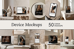 50 Aesthetic Canva Device Mockups, a Mockup by TheBohoFactory