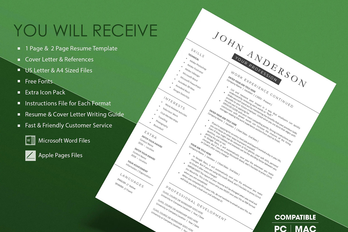 Resume Template Modern CV Design, a Resume Template by resumetemplathttps://d3es (Photo 3 of 9)