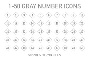 1-50 Gray Outline Cube Numbers
