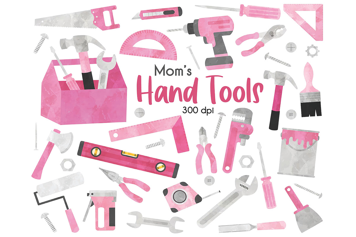 Pink Tools Clipart Bundle, DIY Tools, an Object Illustration by SugarPickle Clip Art (Photo 1 of 3)