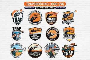 12 Trapshooting Clipart Template, a Sport Illustration by Guavanaboy