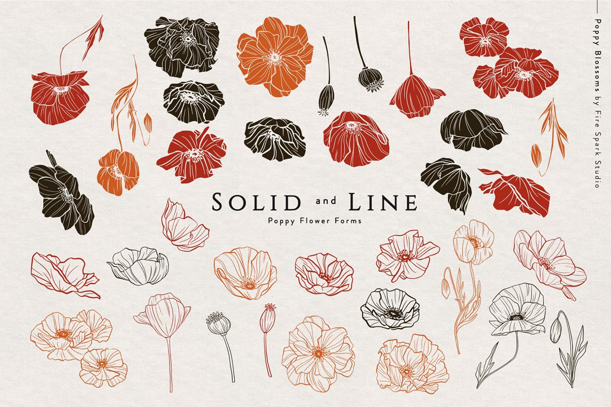 Poppy Blossoms Vector Illustrations, a Texture Illustration by Fire Spark Studio (Photo 3 of 6)