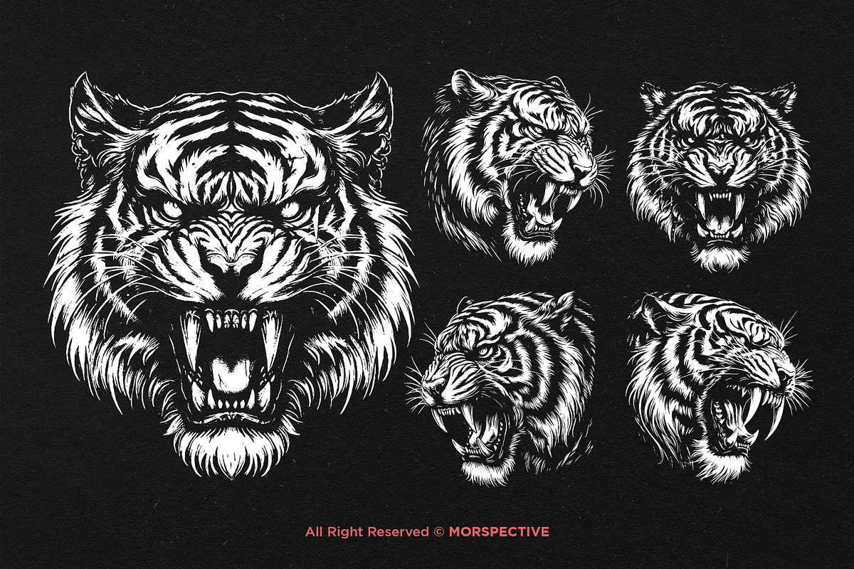 10 Bundle Dark Art Tiger Beast Wild, an Animal Illustration by Morspective (Photo 3 of 7)