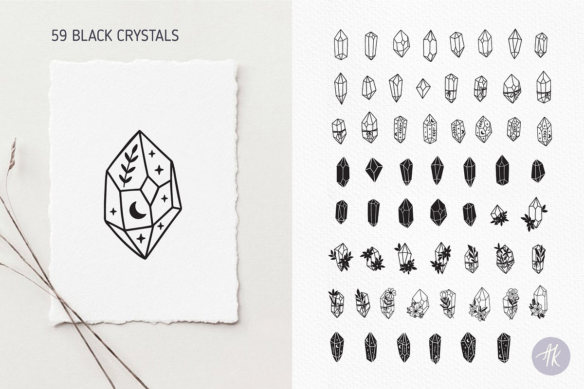 Mystical Crystals Hand Drawn Set, an Object Graphic by Alena Koval (Photo 5 of 18)