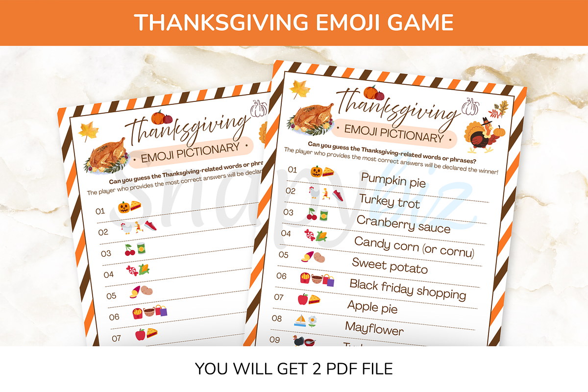 Thanksgiving Emoji Game For Adults, a Card Template by Snapybiz (Photo 1 of 8)