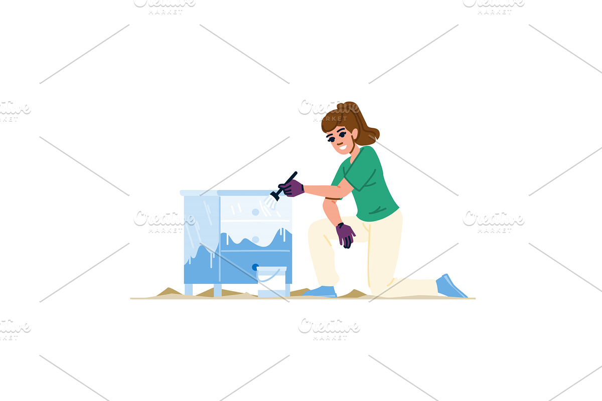 Woman painting wooden furniture, an Object Illustration by pikepicture