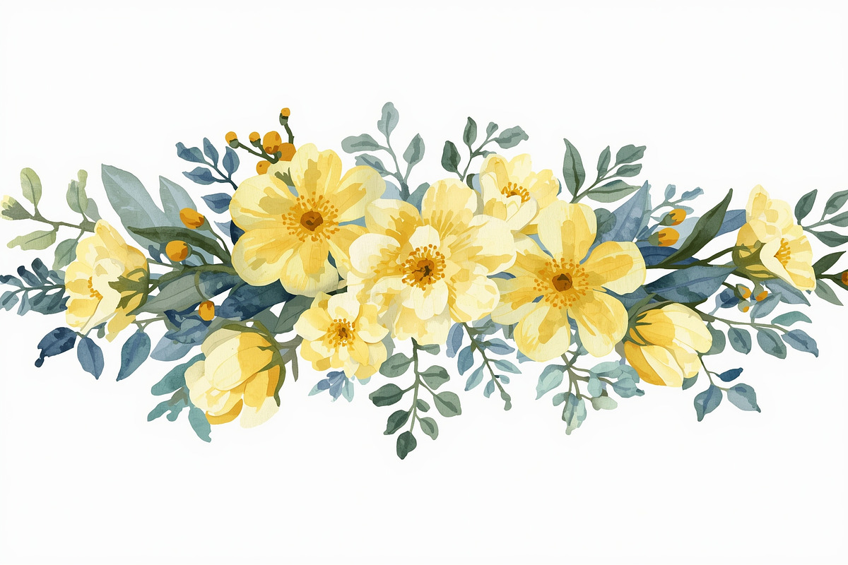 Sunny Yellow Floral Set, an Illustration by Designs_River (Photo 7 of 11)