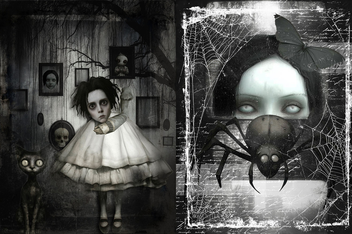 Haunted Dollhouse: Gothic Clipart, a Seasonal Illustration by NiiiNArt (Photo 3 of 7)