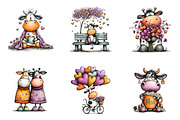 Whimsical Valentine Cow Clipart, an Illustration by CreationArt (Thumbnail 6 of 6)