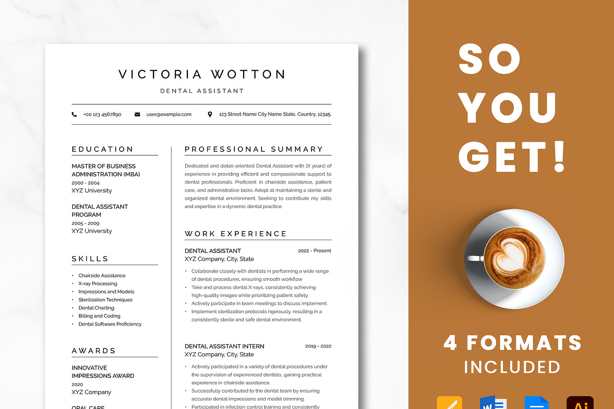 Dental Assistant Resume Templates, a Resume Template by ResumeInventor (Photo 9 of 9)