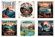 Vintage Summer Camping Sign, an Illustration by CreationArt (Thumbnail 2 of 3)