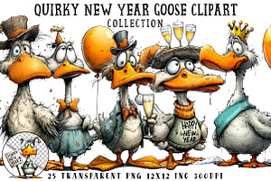 Quirky New Year Goose Clipart, an Illustration by OK Design