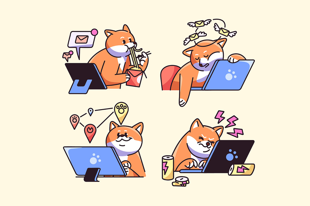 Cute dog working set, stickers, a Person Illustration by PaperTrident (Photo 5 of 10)