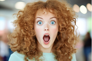 Surprised Caucasian young woman with, a Person Photo by Lermont51