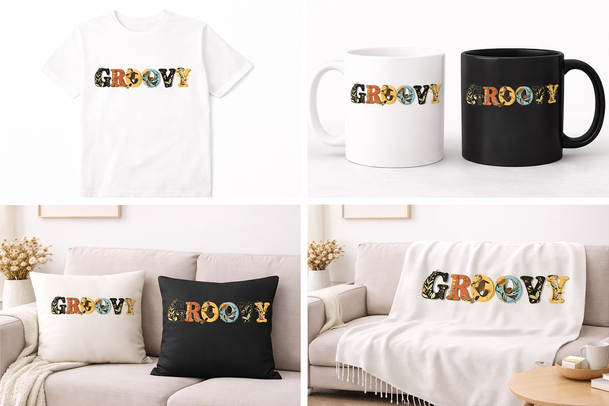 Groovy Retro Floral Typography, a Sport Illustration by Gfx_Store (Photo 1 of 3)