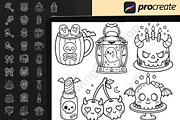 200 Procreate Halloween Stamps, a Brush Add-On by DrawingStoryShop (Thumbnail 4 of 6)