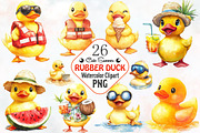 Cute Summer Rubber Duck Clipart, an Illustration by RobertsArt (Thumbnail 1 of 7)
