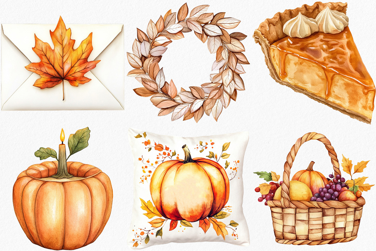 Cozy Caramel & White Fall Clipart, an Illustration by Canvas Craft (Photo 3 of 7)