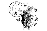 Fairy Moon Butterfly Silhouette, an Object Illustration by Gaye Art (Thumbnail 21 of 31)