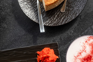 Salmon roll cake piece cheesecake slice sushi jam, a Food & Drink Photo by Photo Drive Studio