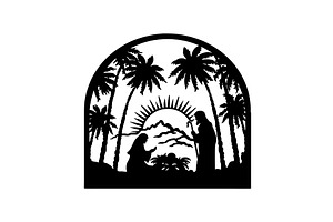 Holy Night silhouette - Nativity, an Illustration by Digital-Clipart