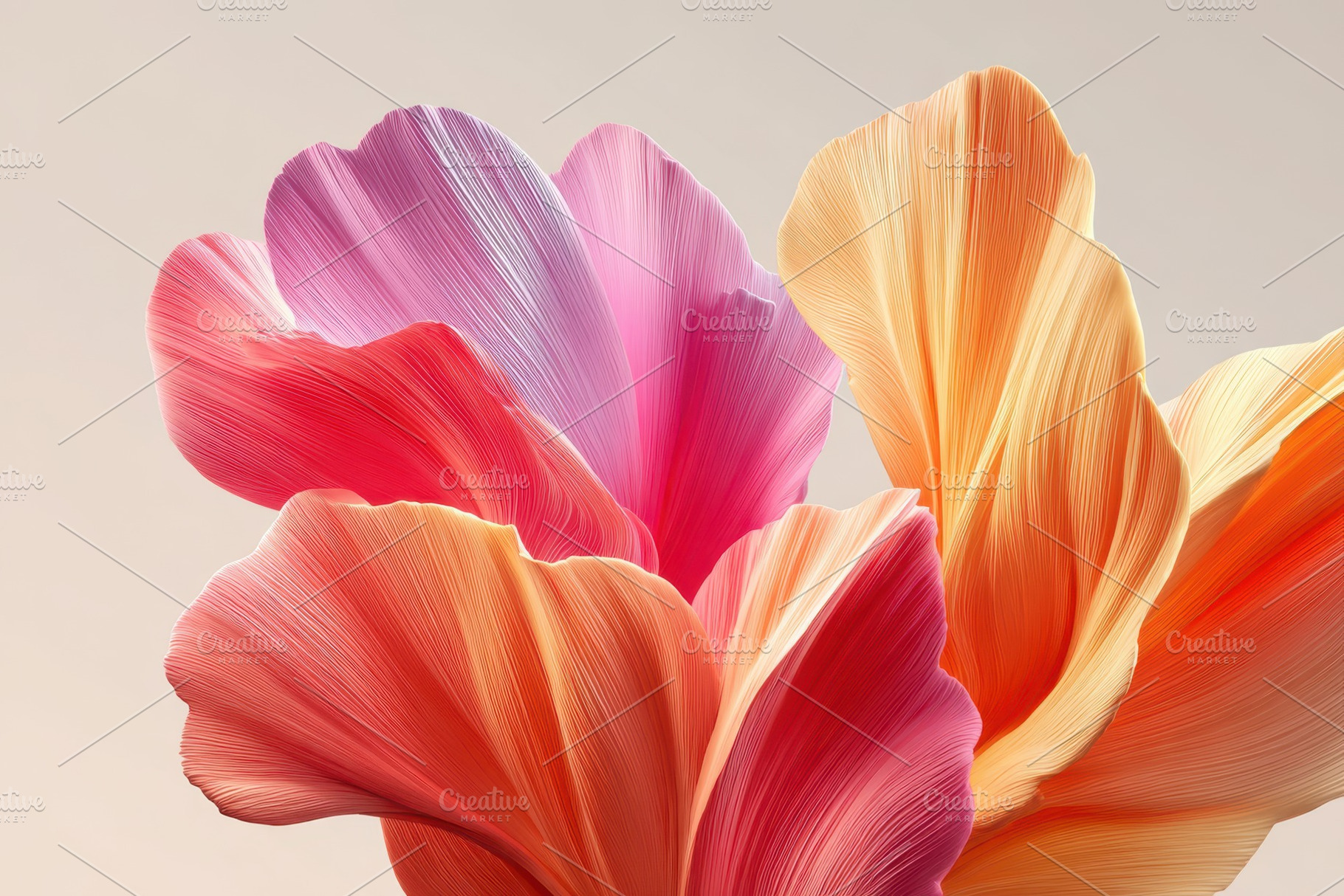 Silk-like floral petals in pink and orange, an Abstract Photo by AlyaAnd