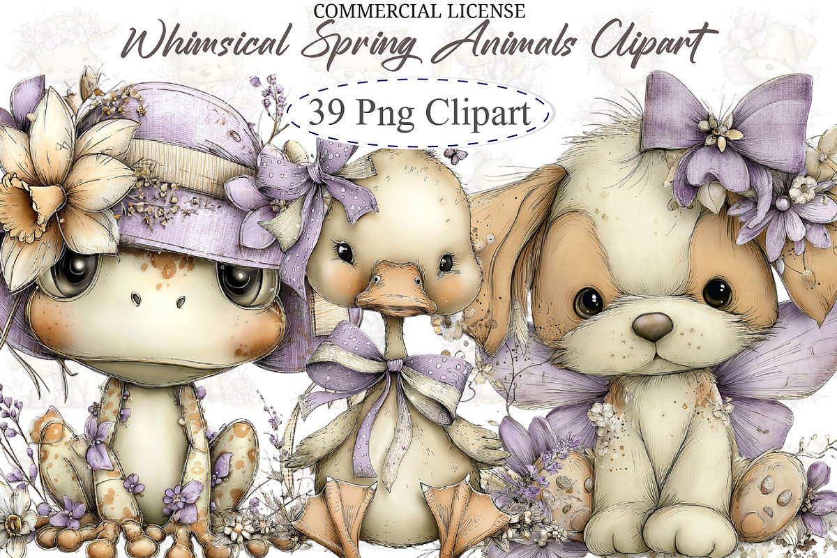 Whimsical Spring Animals Clipart, an Illustration by designcity5 (Photo 1 of 5)