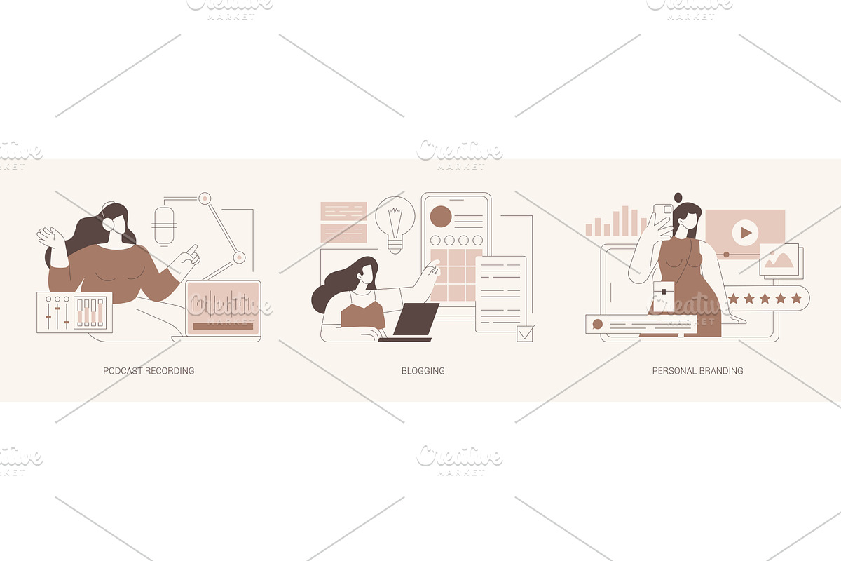 Blogger life isolated cartoon vector, a Person Illustration by Visual Generation